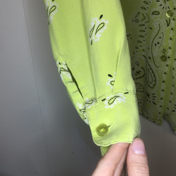 Lime Green Paisley Button Up - Picture 5 of 6